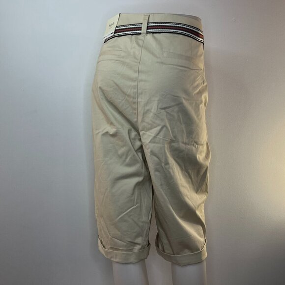 RAFAELLA Women's Modern Weekend Ivory Capri Pants w/ Belt - Size 16W - NWT - Picture 3 of 4